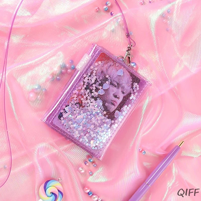 Модный маленький кошелек из ПВХ для женщин, короткий кошелек для монет, кредитный держатель для карт со шнурком