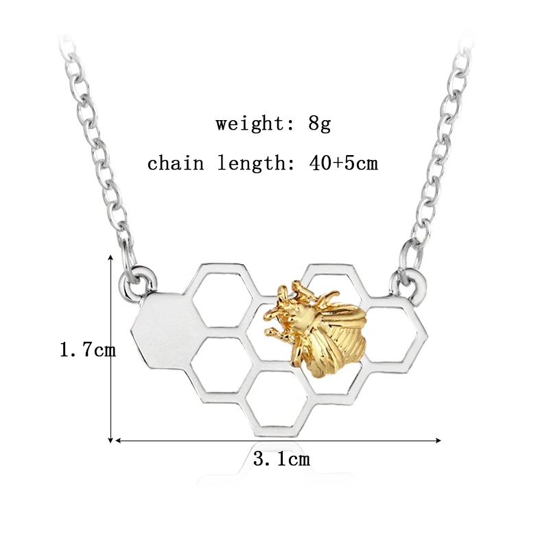 Оригинальное ожерелье в виде пчелы с Сотами подвеска аксессуар серебряная