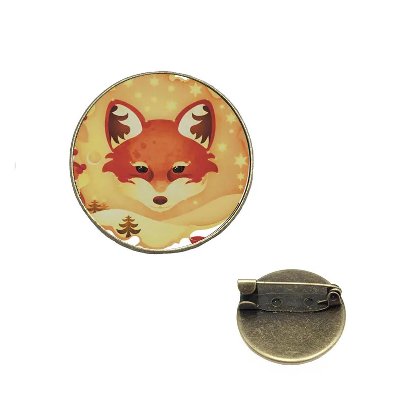 4 style Cute Catoon Design Vintage Fox Brooch Pins Jewelry Glass Creature Brooches Animal Art Picture badges Gifts | Украшения и