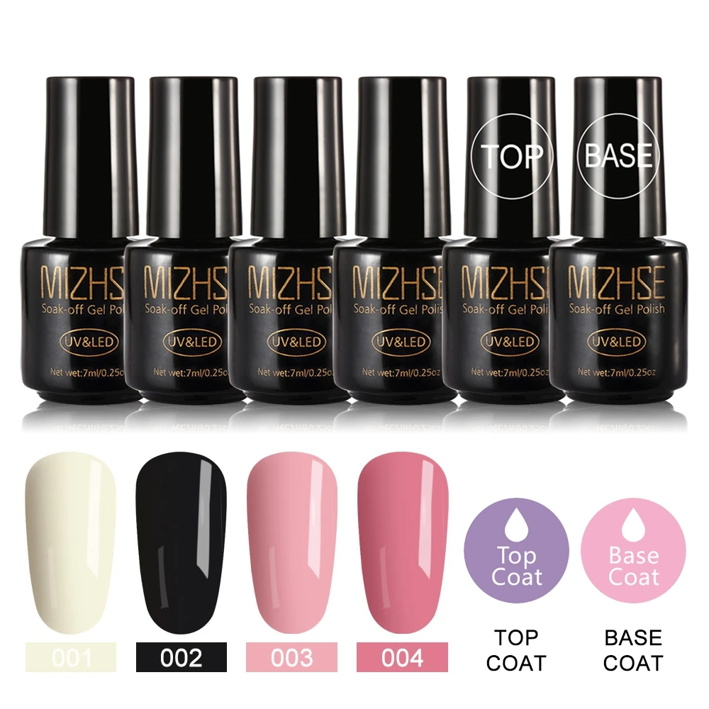MC-C007 MIZHSE Soak off базовый гель верхнее покрытие гель лак для ногтей маникюрный лак длительный цветной гель для ногтей набор комплектов - Цвет: MC-C007