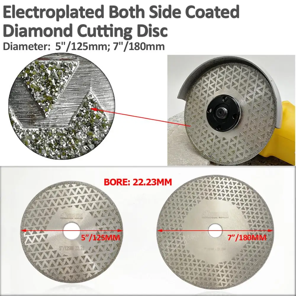 SHDIATOOL 180mm and 125mm Electroplated Diamond Cutting &amp Grinding Disc Bore 22.23MM Both Side coated Sawblade Wheel | Инструменты