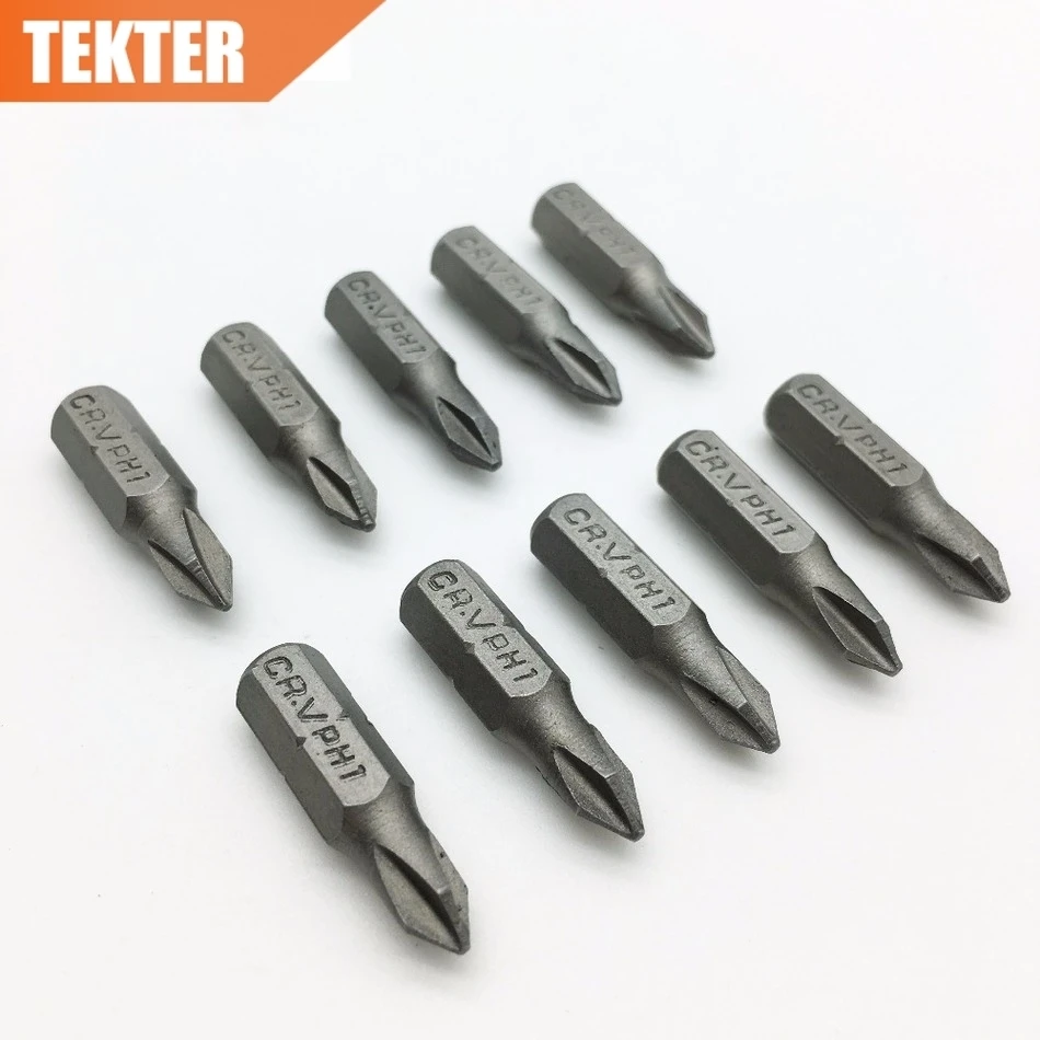 TEKTER 10 шт. хром ванадиевая Cr v сталь #1 пиллипс отвертка Биты 25 мм шестигранный