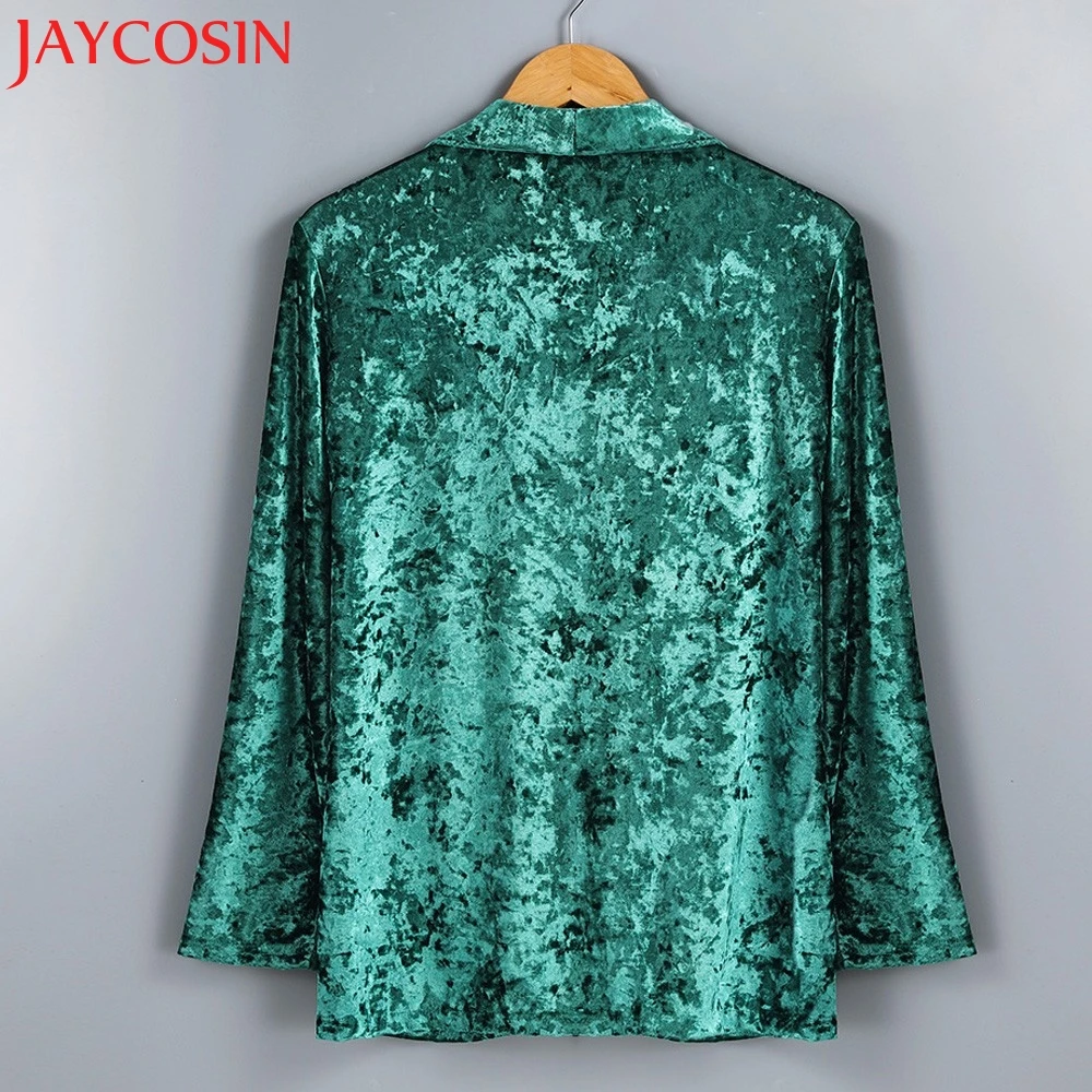 JAYCOSIN Женская мода блестящее пальто женский бархат Осень Зима с длинным рукавом