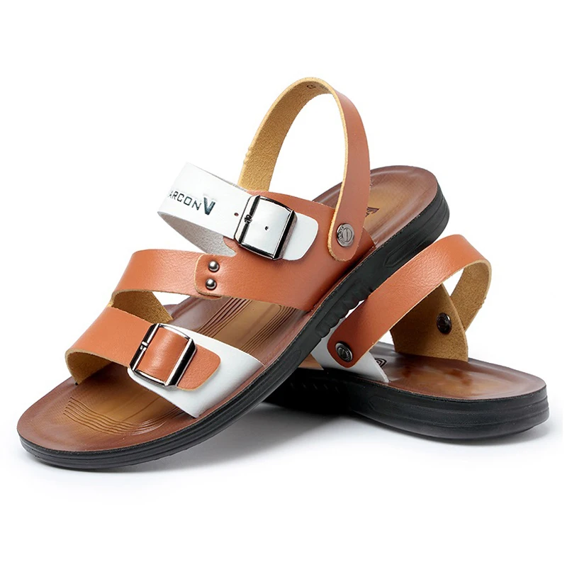 Летние кожаные сандалии мужские тапочки прилив мужской 2018 новых мягкое дно