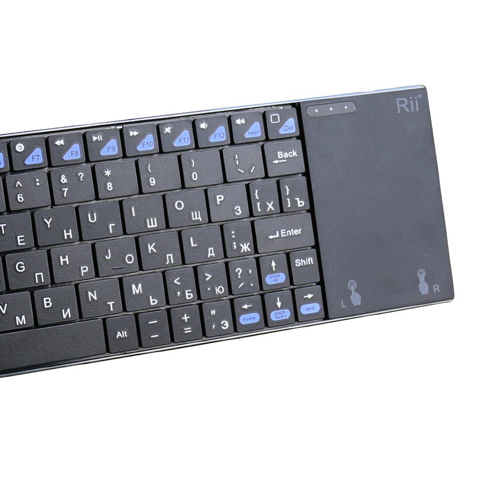 Оригинальная Беспроводная русская клавиатура Rii mini i12plus 2,4G, ультра тонкая QWERTY с сенсорной панелью для ПК, IP tv, sony, PS3, HTPC, Android tv BOX