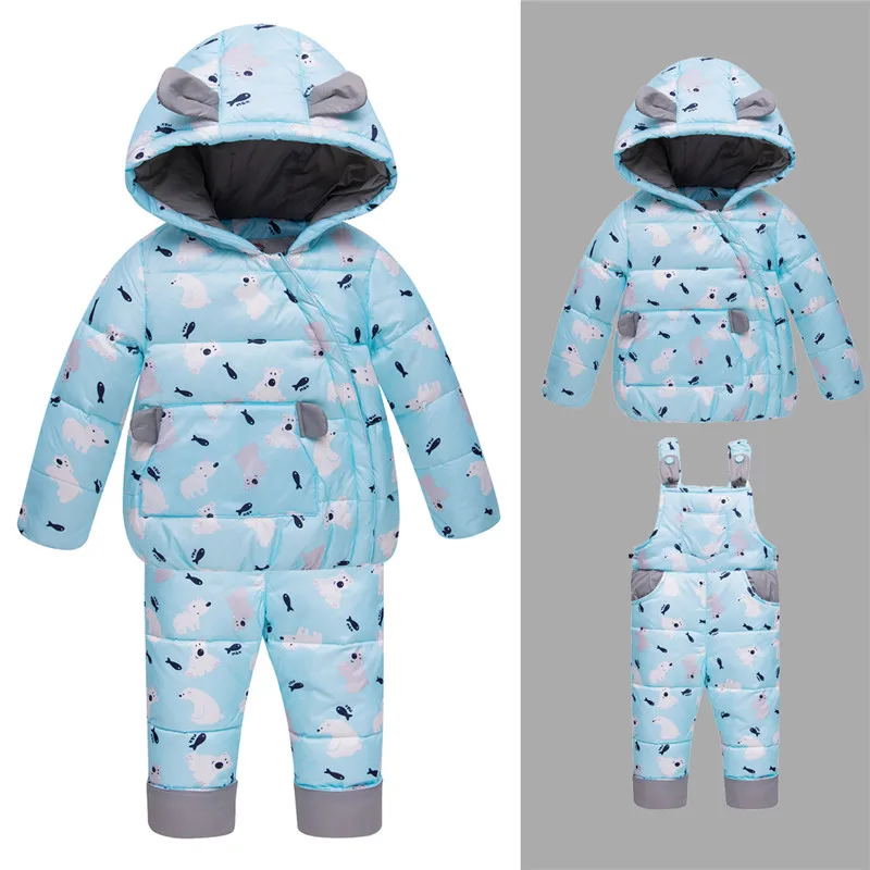 Девушка Snowsuit малышей лыжный комплект открытый зимний теплый костюм с капюшоном