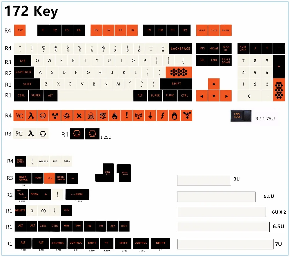 Carbon 125/172 клавиш PBT keycap краситель-сублимированный японский тип Cherry MX Переключатель Keycap для механической игровой клавиатуры