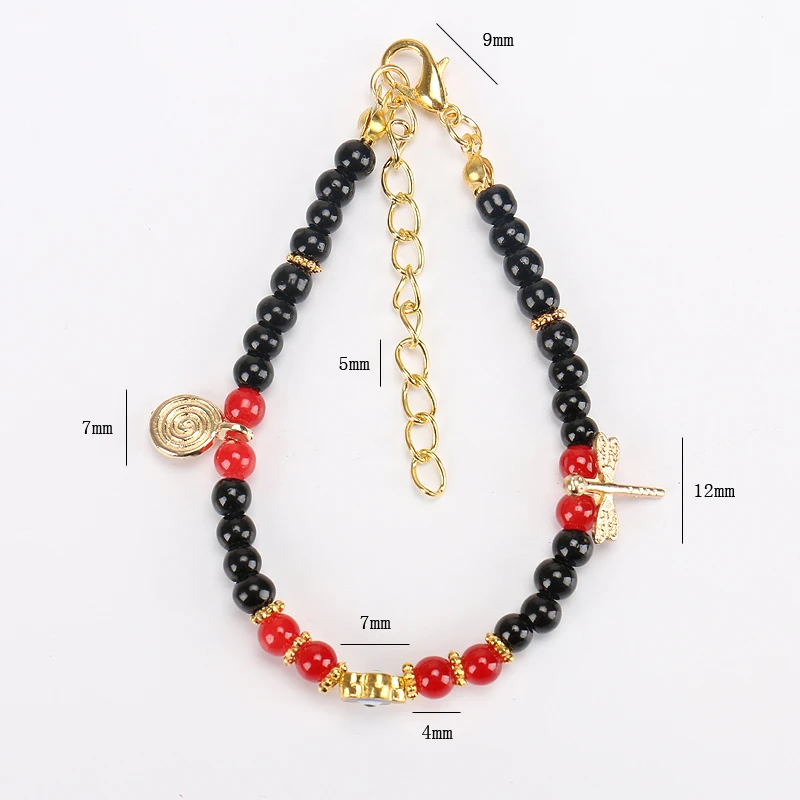 Lucky браслет evil eye 3 цвета камень Бусины с крокодиловой Подвеска стрекоза турецкий