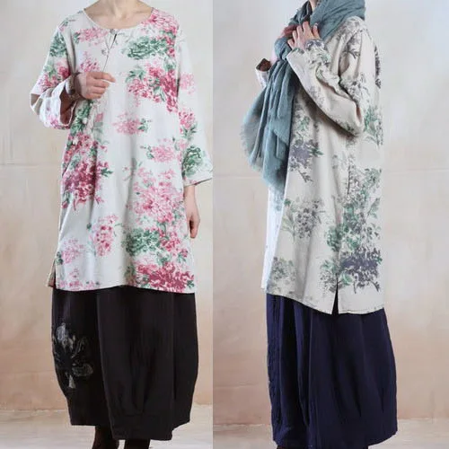 Весенняя Новинка китайский стиль чонсам Цветочная длинная хлопковая льняная