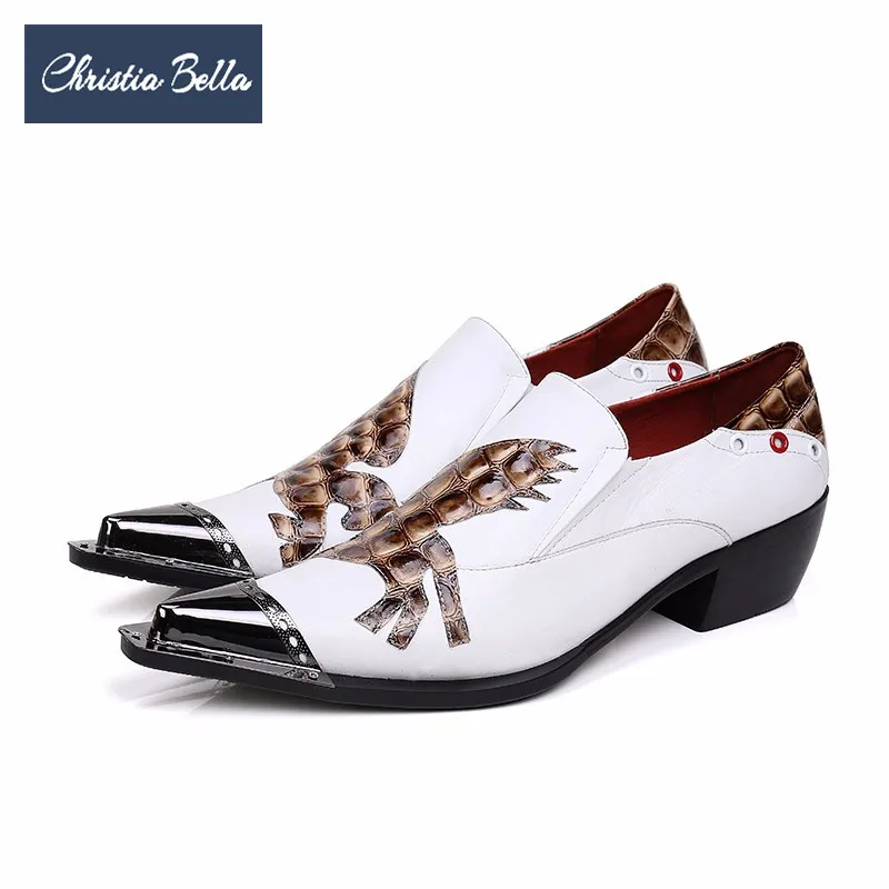 

Christia Bella New British White Genuine Leather Men Shoes Height Increasing Wedding Party Dress Shoes Business Men Brogue Shoes