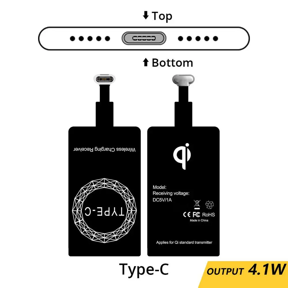FONKEN Qi Беспроводное зарядное устройство зарядный приемник Micro usb type C Qi Беспроводное зарядное устройство Модуль зарядного устройства для мобильного телефона Android - Тип штекера: Type C 4.1W