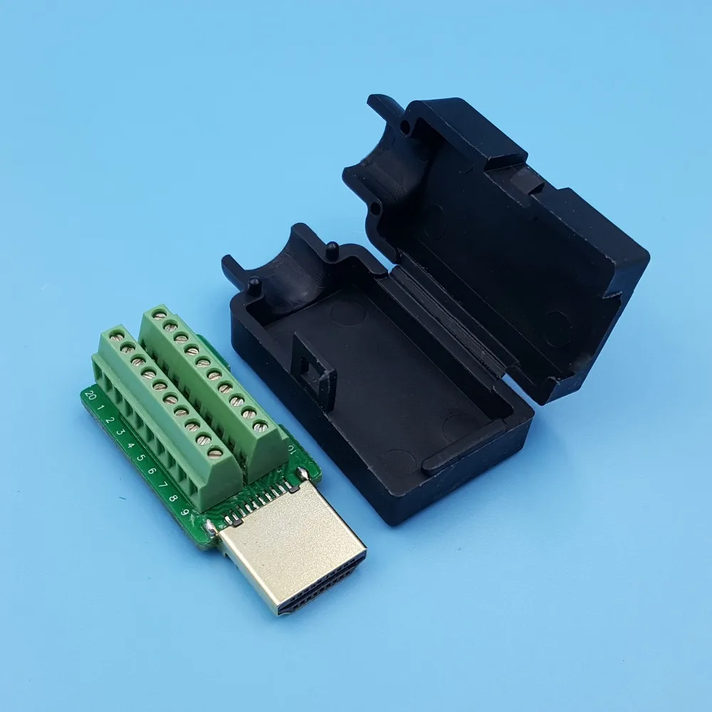 Штекер HDMI 19P клеммы с выключателем самодельный разъем без пайки черной