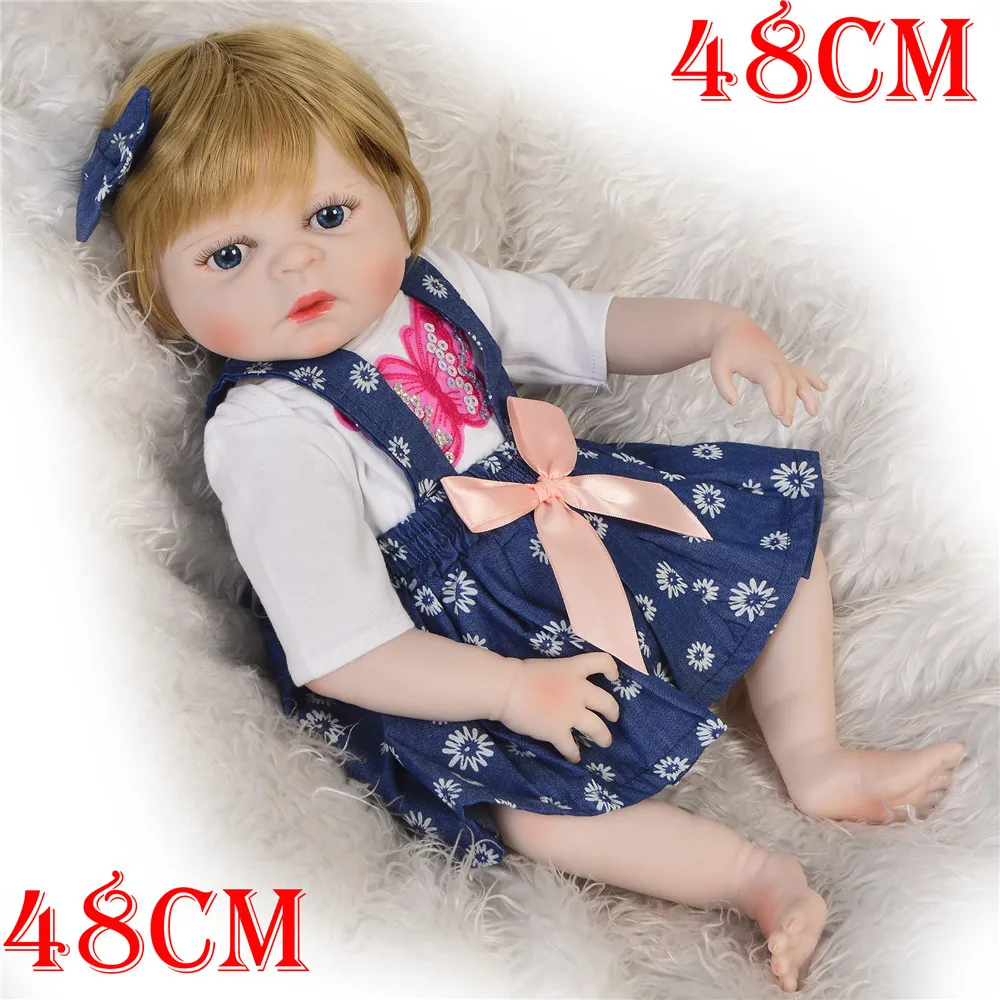 

19 дюймов 48 см силиконовая кукла для новорожденных, игрушка для ванны, Реалистичная Детская кукла «Принцесса», Bebe boneca Reborn Menina