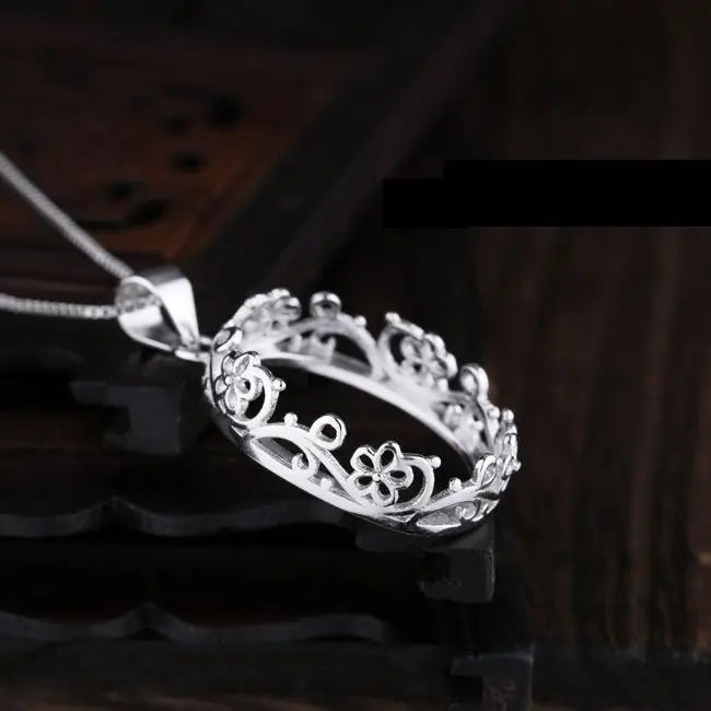Серебряная полуподвесная Подвеска из серебра 925 пробы белого золота с филигранью