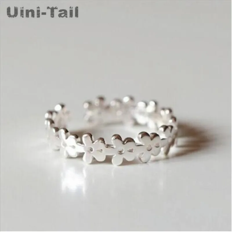 Uini-Tail Горячая новинка 925 Стерлинговое Серебро цветочное кольцо Открытое
