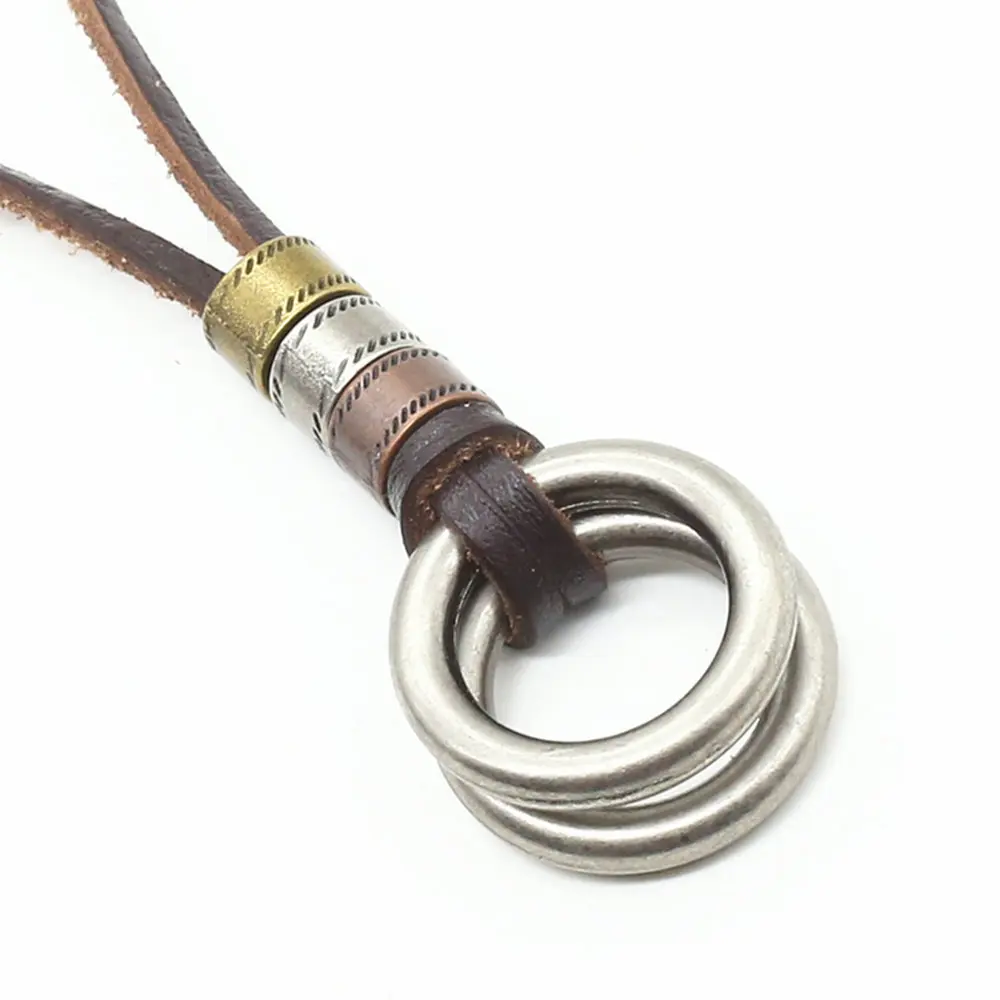 Модное винтажное ожерелье ручной работы из сплава в стиле панк натуральной кожи