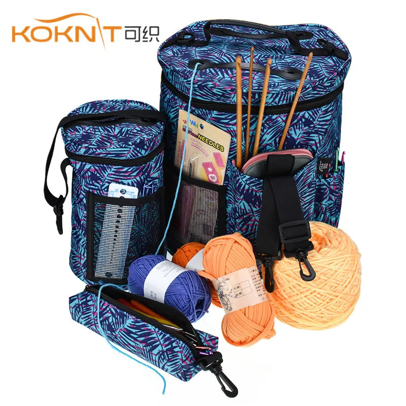 Чехол для хранения вязальных спиц KOKNIT для проектов вязания крючком, держатель, карман, 3 размера, Женский органайзер для дома, сумка для шитья