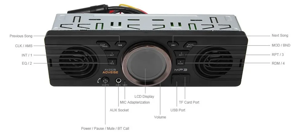 AV252B автомобильный mp3-плеер в тире Bluetooth V2.1 mp3 Аудио плееры стерео fm-радио с USB/TF картой 12 В EDR Электроника