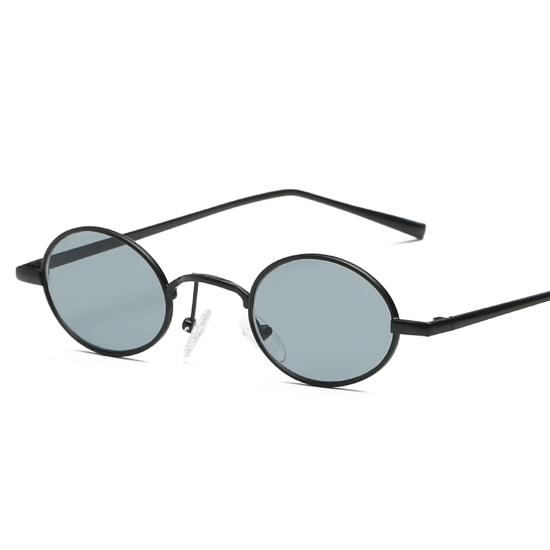 black frame black Маленькие овальные солнцезащитные очки для женщин, металлическая оправа, Ретро стиль, фирменный дизайн, круглые солнцезащитные очки для женщин, s, черные, красные линзы, Оттенки UV400 - Цвет линз: black frame black