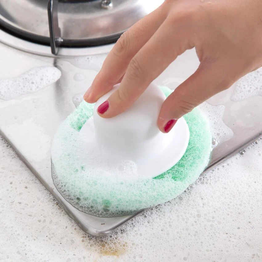 1pc Scouring Pad with Handle Cleaning Kitchen Bathroom Tool Brush Pot Bathtub Stove Household Floor Tile Dish Washing | Дом и сад