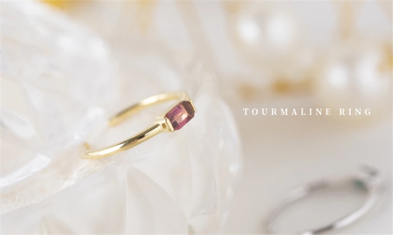 Красный Close To Me Wholesale Real S925 Sterling Silver Natural Tourmaline Handmade Fine Jewelry Ring Cute Rings for Women'Gift - Цвет камня: Красный