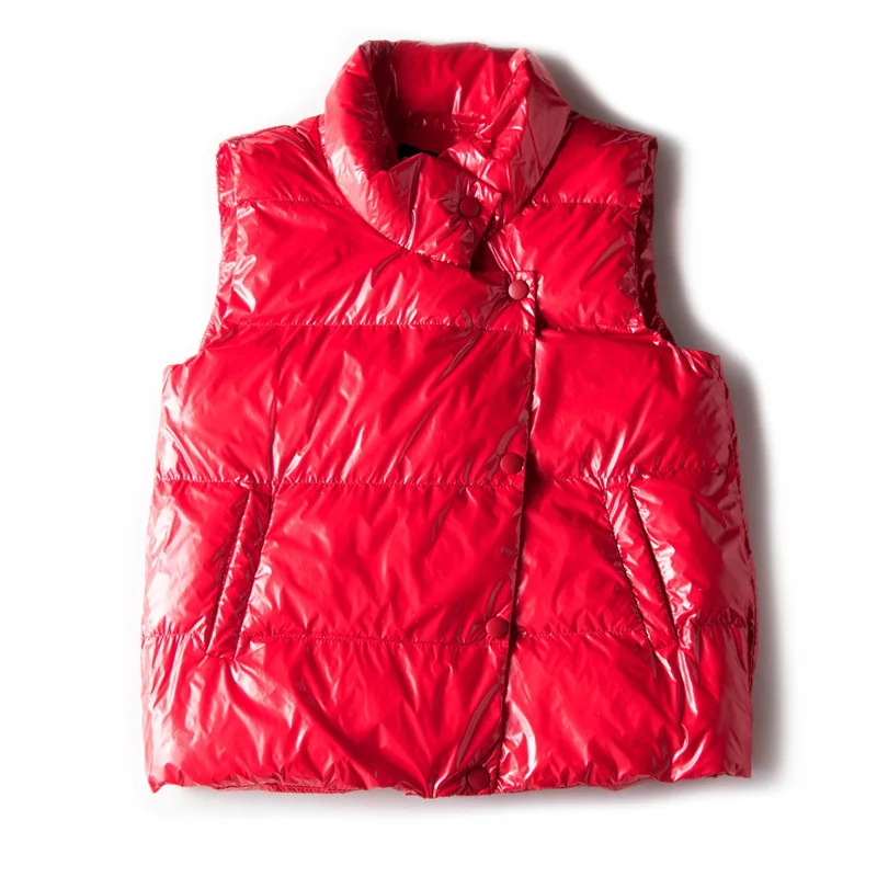 red Rlyaeiz корейские женские короткие зимние жилеты пальто осень однотонный пуховый хлопковый мягкий жилет без рукавов толстый теплый женский жилет s - Color: red