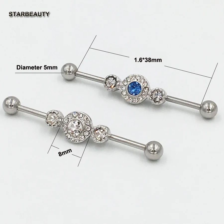 Серьга для пирсинга с белым австрийским кристаллом промышленный пирсинг Спираль