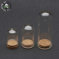100pcs transparnet glass column bottles clear bell shape with tampions for jewelry packaging decoration jars