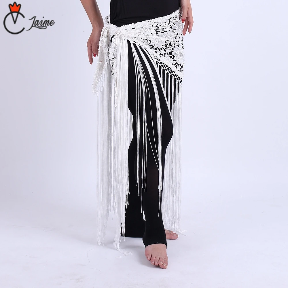 

belly dancer belts belly dancing hip belt Hand Made Belly Dance Clothes Flowers Long Fringe Triangle Belt Hip Scarf