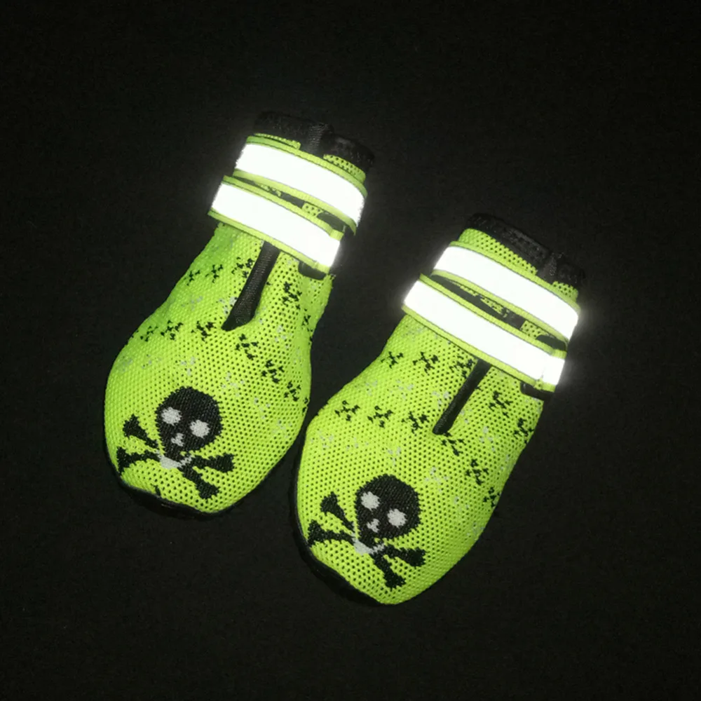 4 шт. светящаяся сетчатая Обувь для собак нескользящая подошва обувь больших и