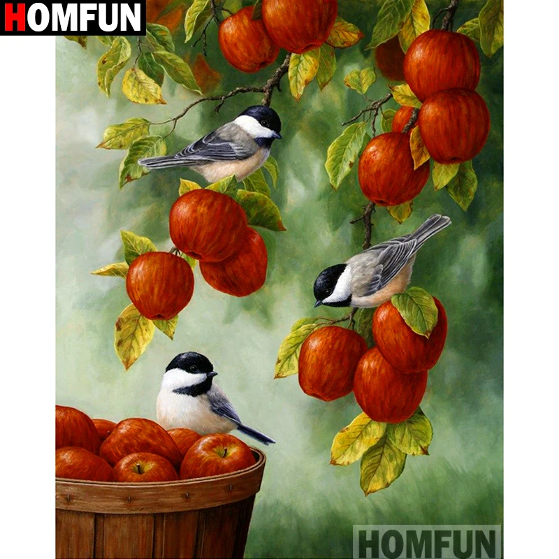 Алмазная живопись HOMFUN A14499 картина Яблоко с полными квадратными/круглыми