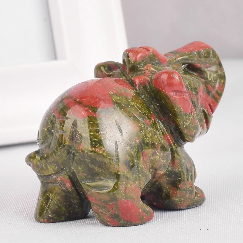 Натуральный камень унакит фигурки слонов гравировка минеральные Исцеляющие