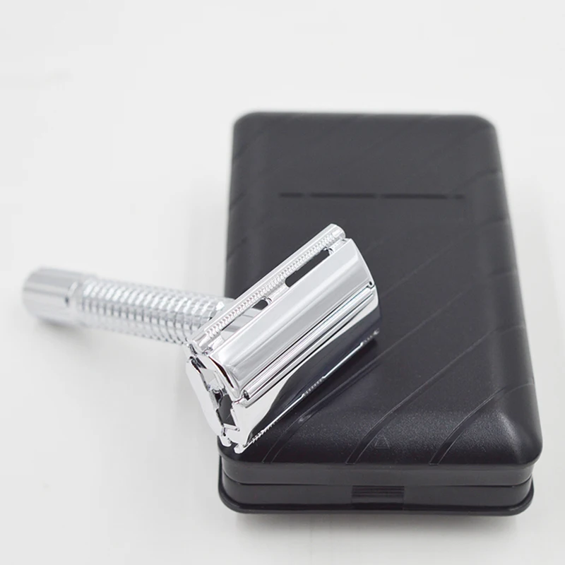 Бритва с длинной ручкой хромированная Посеребренная двойной кромкой|shaving razor|double