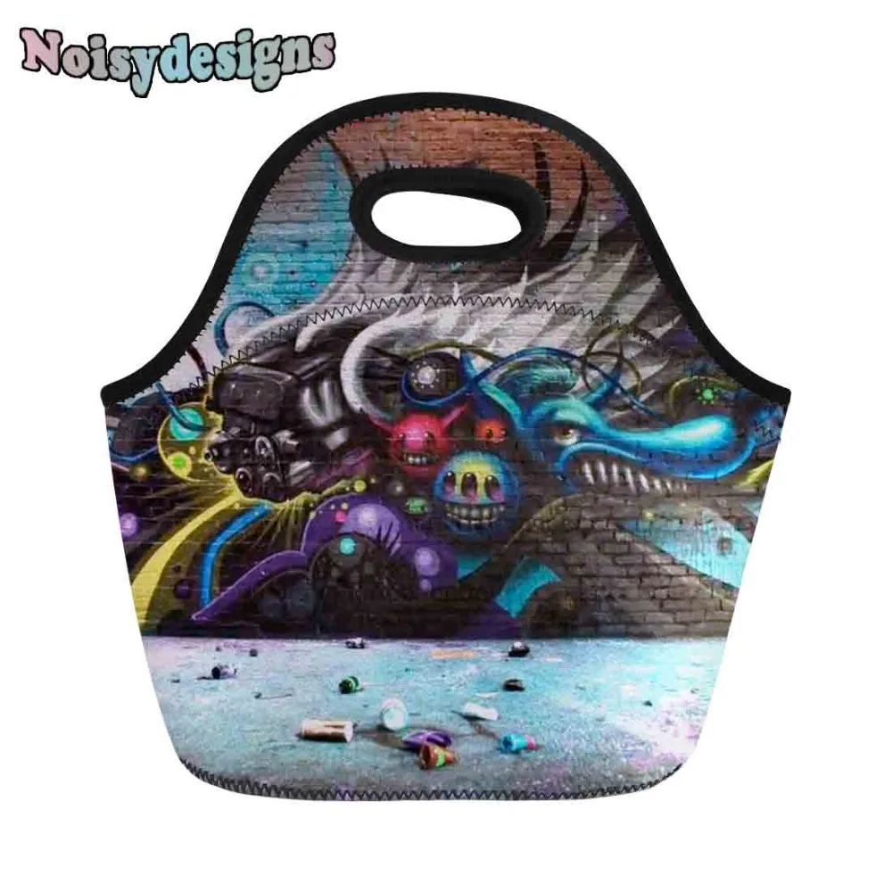 

Street Graffiti Printing Lunch Bags Women Portable Functional Food Picnic Kids Cooler Lunch Box Bag Tote For Girls & Boys