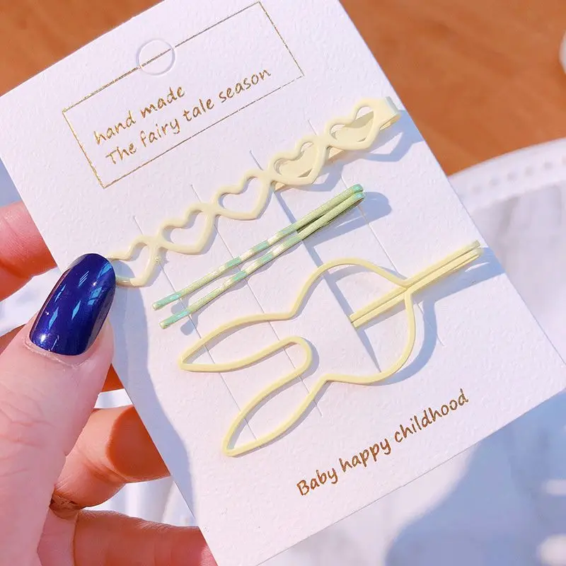 4 шт./компл. заколка для волос ярких цветов девочек заколки в форме сердца кролика