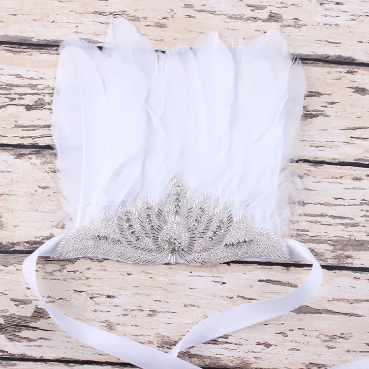 Boutique Baby Girl Headwear Princess Feather Crown Headband Bohemian Pad Rhinestone | Мать и ребенок