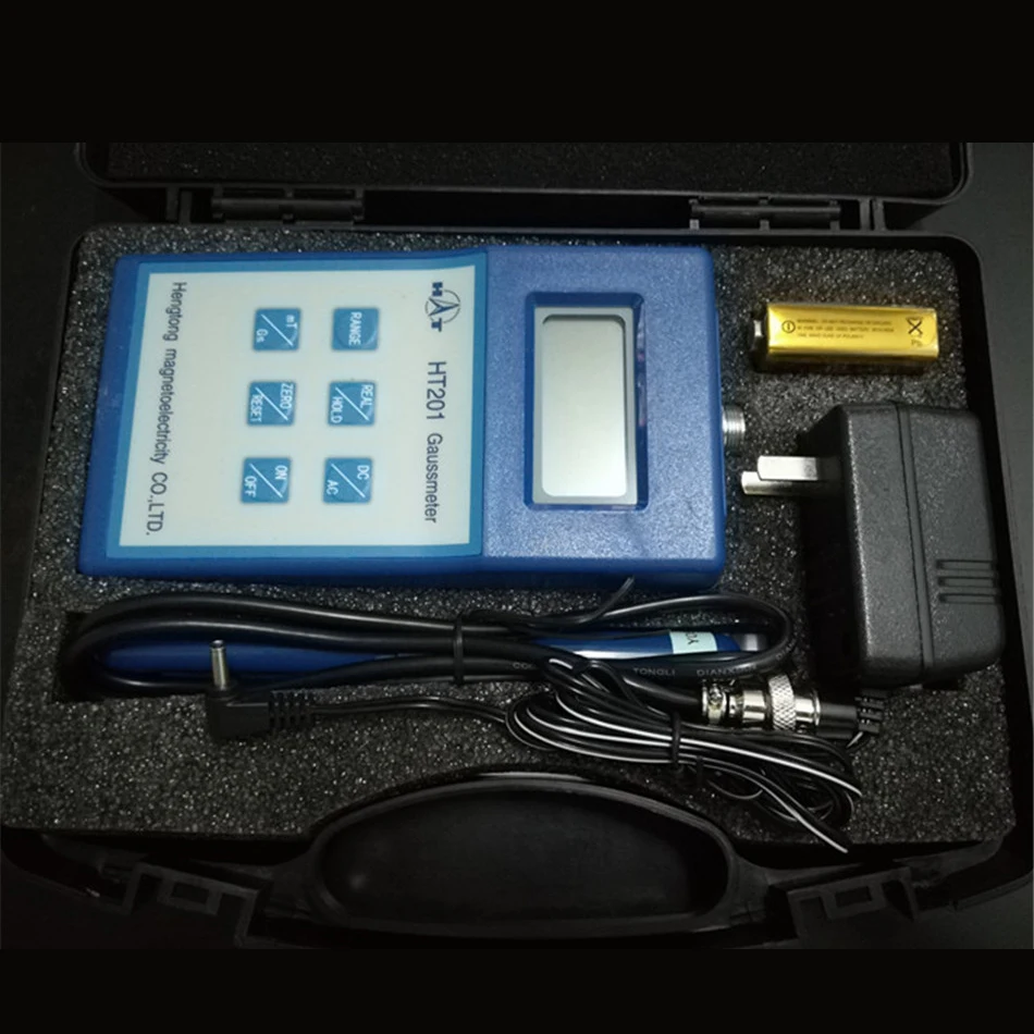 Выпуск Tesla Gauss/цифровой магнитный измеритель потока AC DC 2000mT HT201 Гаусс метр+ адаптер питания