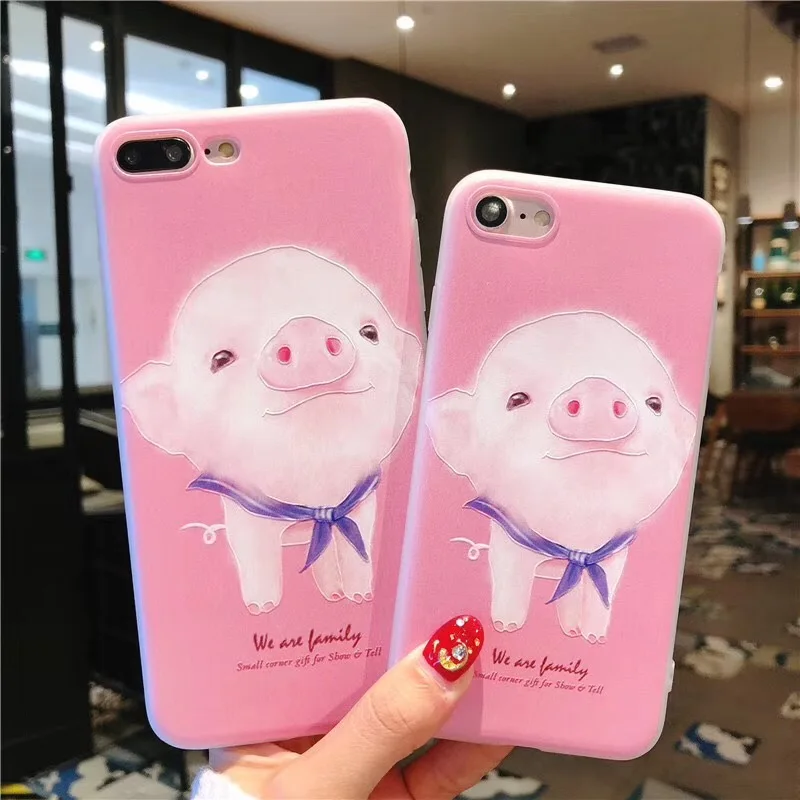 Boucho Colorful Case For iphone 5 5s SE 6 6s 7 8 Plus X 6plus 7plus Cute Cartoon Rabbit Pig Back Cover Soft TPU Phone Cases |