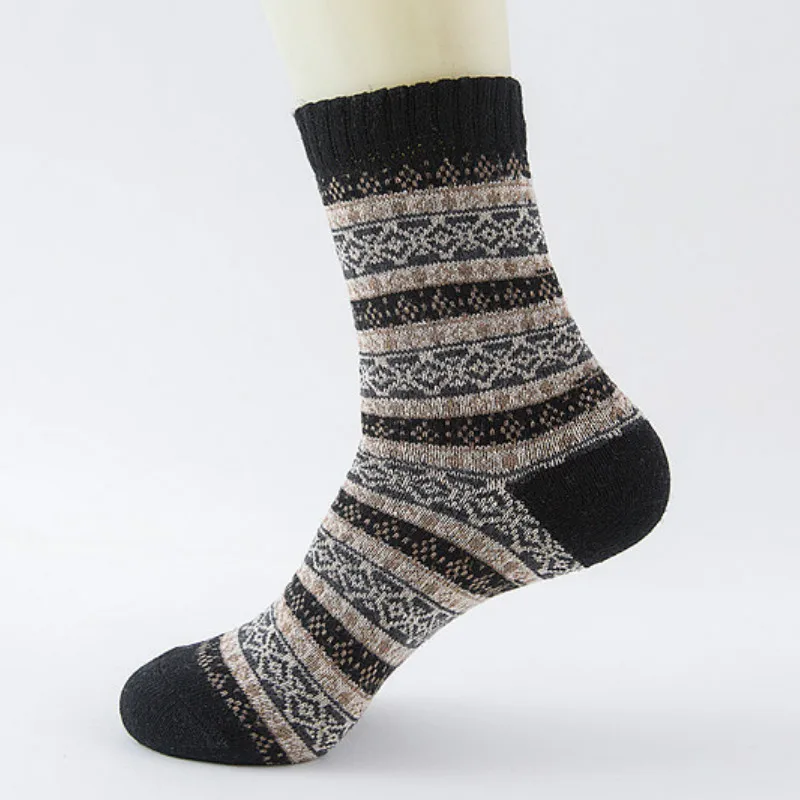 Зимние толстые теплые шерстяные носки в полоску Повседневные Calcetines Hombre Деловые