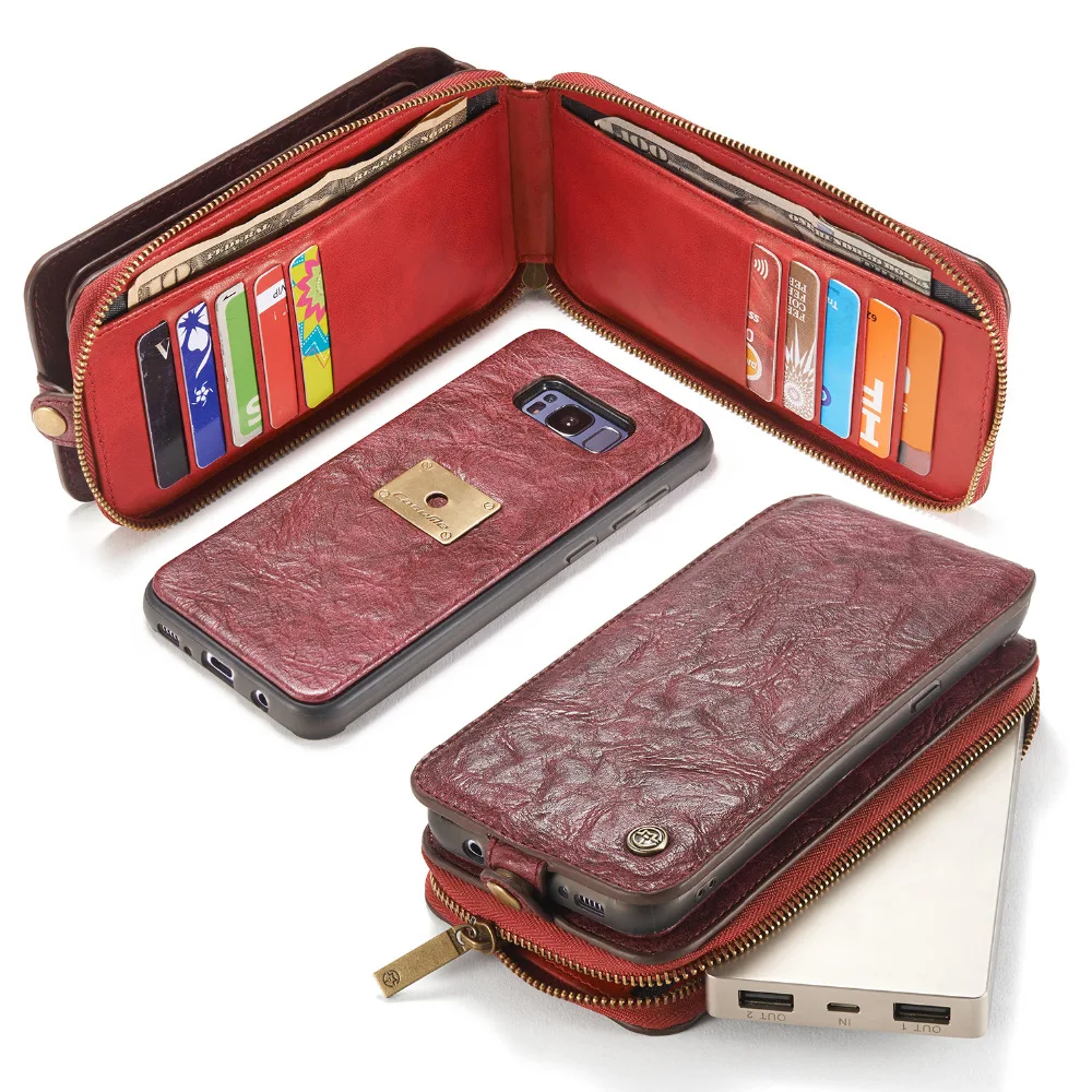 CASEME S7 Edge Zipper Wallet Case for Samsung Galaxy S8 Plus Multi-Function Metal Clip Removable Leather Cover For | Мобильные