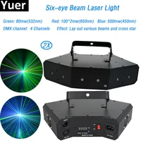 2pcslot beam laser light rgb color six eye beam laser for club dj disco laser light projector dmx512 scan laser light light box