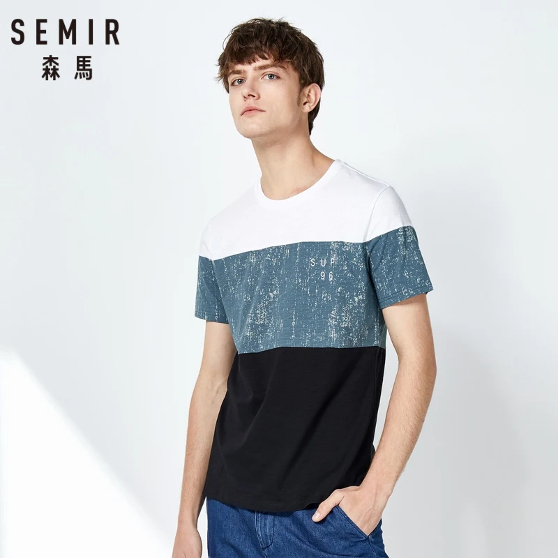SEMIR Летняя мужская футболка с коротким рукавом круглым вырезом цветной вышивкой