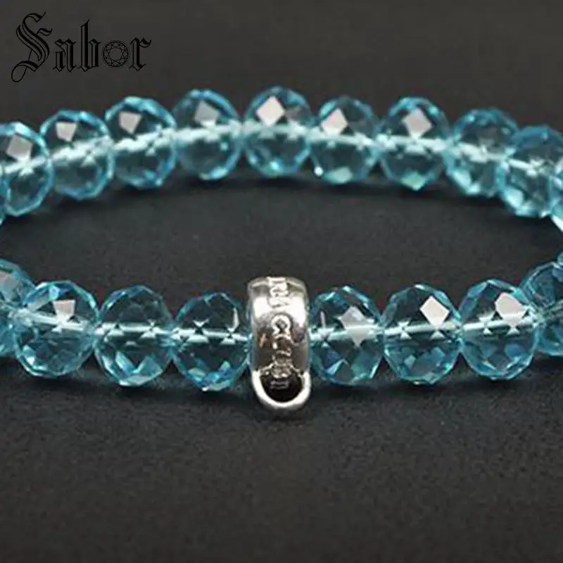 Fashion Colorful Color 10mm Crystal Beads Elastic Bracelets Bangles Jewelry For Women thomas Charms Bracelet silver color | Украшения и