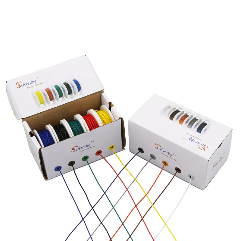

30awg 50m/box UL 1007 Tinned Pure copper wire 5 colors in a box mixed wire PCB Stranded cable line DIY