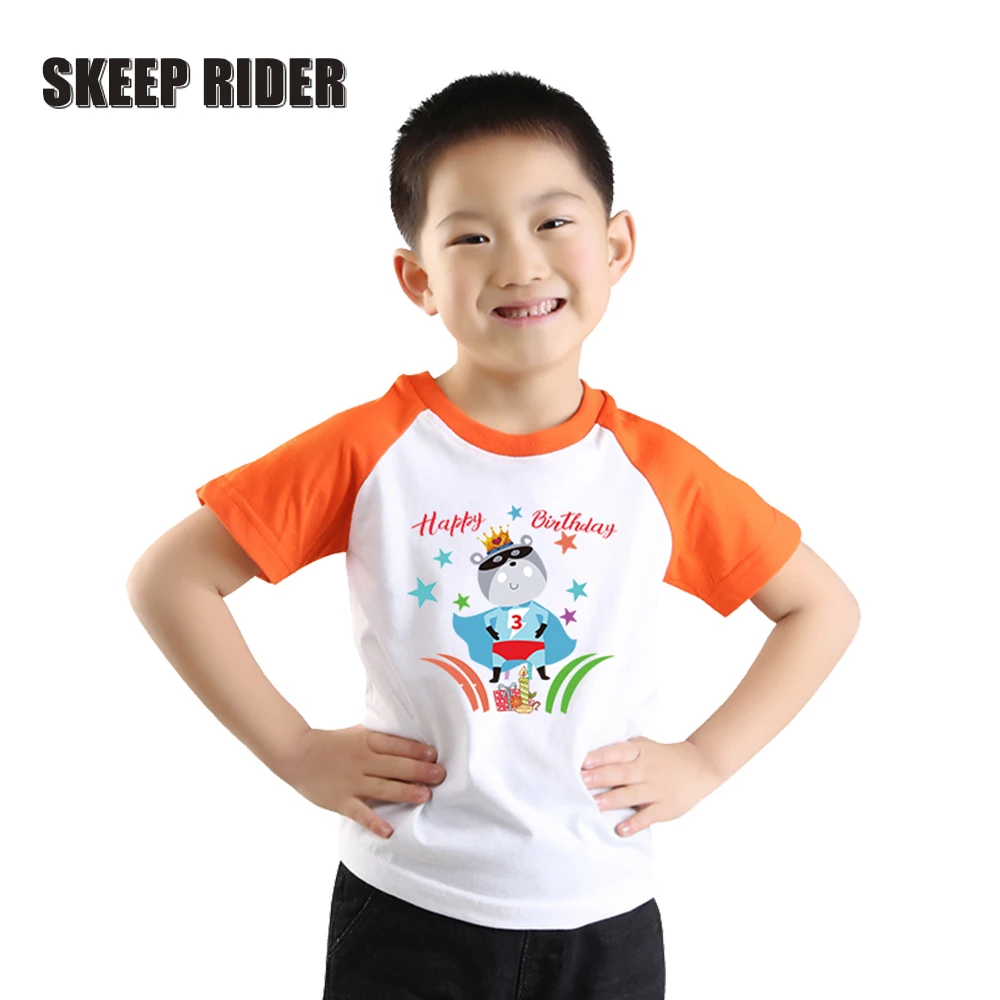 Футболка для мальчиков на день рождения фиолетовая детская одежда топы с