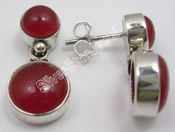 CARNELIAN Chanti Международный серебряный Кабошон красный гранат 2 драгоценных камней красивые шпильки почтовые серьги - Окраска металла: CARNELIAN
