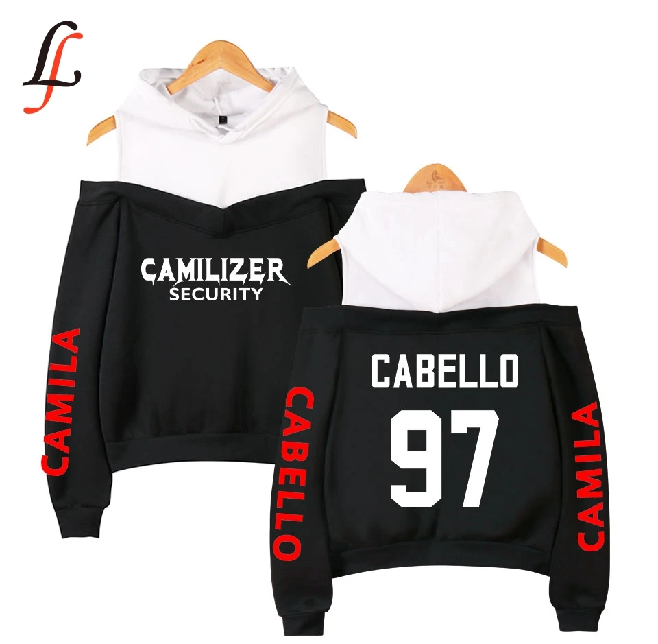 Женская толстовка с капюшоном на плече cabello camila Повседневная Уличная Толстовка
