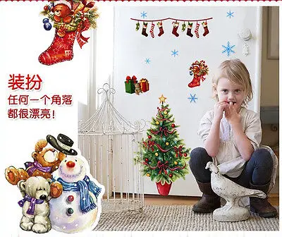 Рождество Wal наклейка счастливый снеговик олень Снежинка Наклейки на стены с