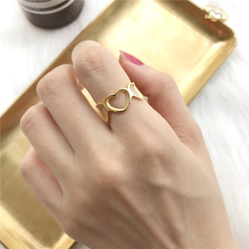 INZATT Real 925 Sterling Silver Minimalist Hollow heart personality Openwork Ring For Fashion Women Fine Jewelry Accessories