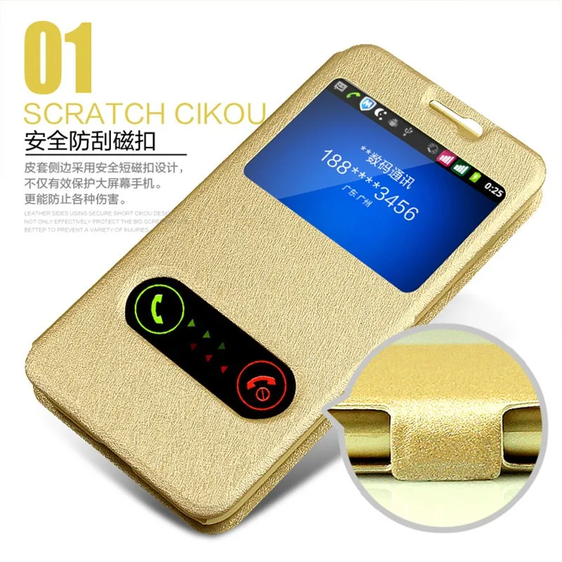 Высокое качество Шелковый узор флип кожаный двойной вид окна чехол для Huawei Y5 Y6 Y7